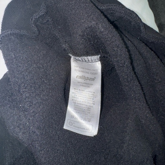 EDIKTED Black Hoodie with Rhinestone Angel Design - Picture 2 of 2